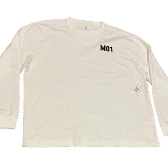 Mode of One Men's Long Sleeve Relaxed Fit MO1 Graphic T-Shirt Bright White XXL - Picture 3 of 7